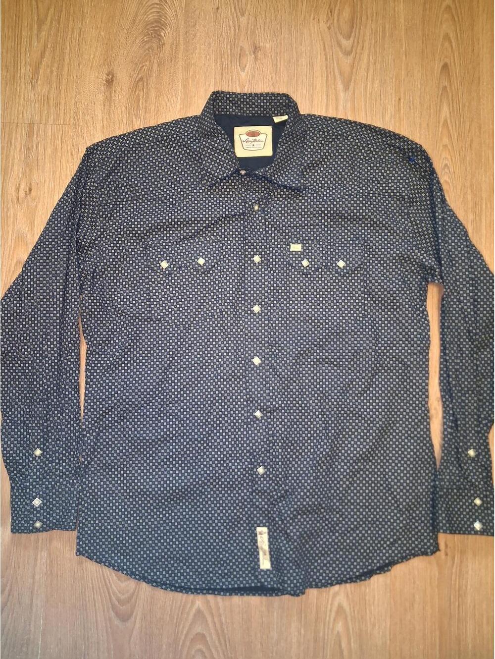 Larry Mahan Pearl Snap Shirt Mens XXL Navy 100% Cotton